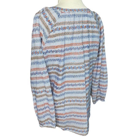 Roberta Roller‎ Rabbit V Neck Striped Floral Long Sleeve Cotton Top Size Small - Picture 6 of 12